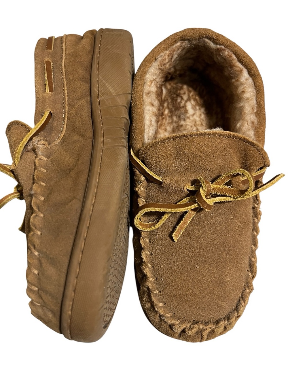 NORTY Kids Suede Leather Moccasin Slippers Girls Boys GUC! Size 1